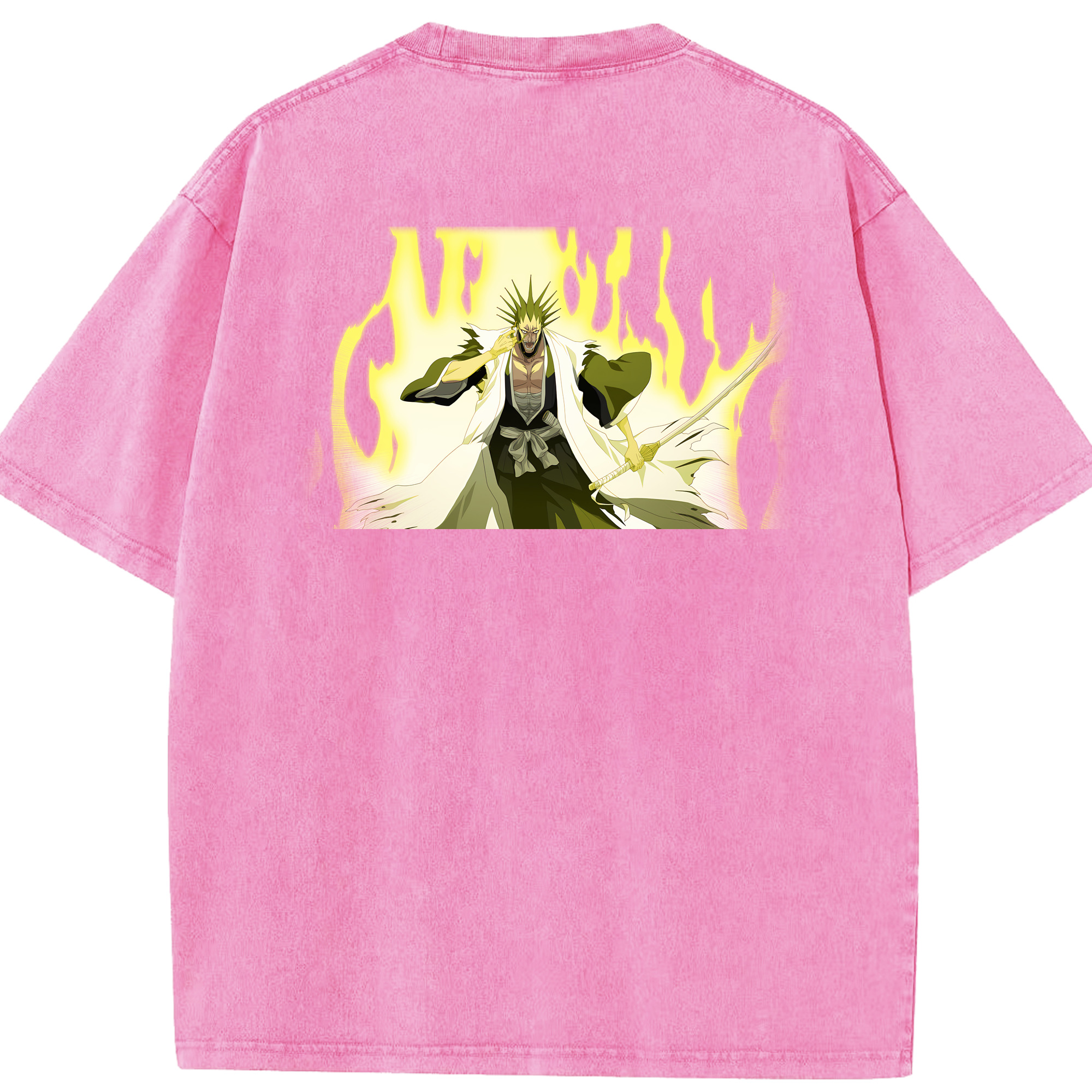 （画像用） ブリーチ ざらき けんぱち BLEACH Zaraki Kenpachi 綿100% ヴィンテージ風 半袖Tシャツ（背面プリント）